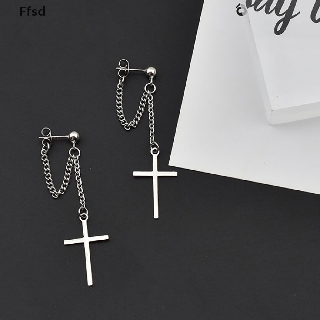{Ffsd} Khuyên Tai Hình Thánh Giá Bằng Thép Không Gỉ Phong Cách Gothic Rock Làm Quà Tặng Cho Nữ