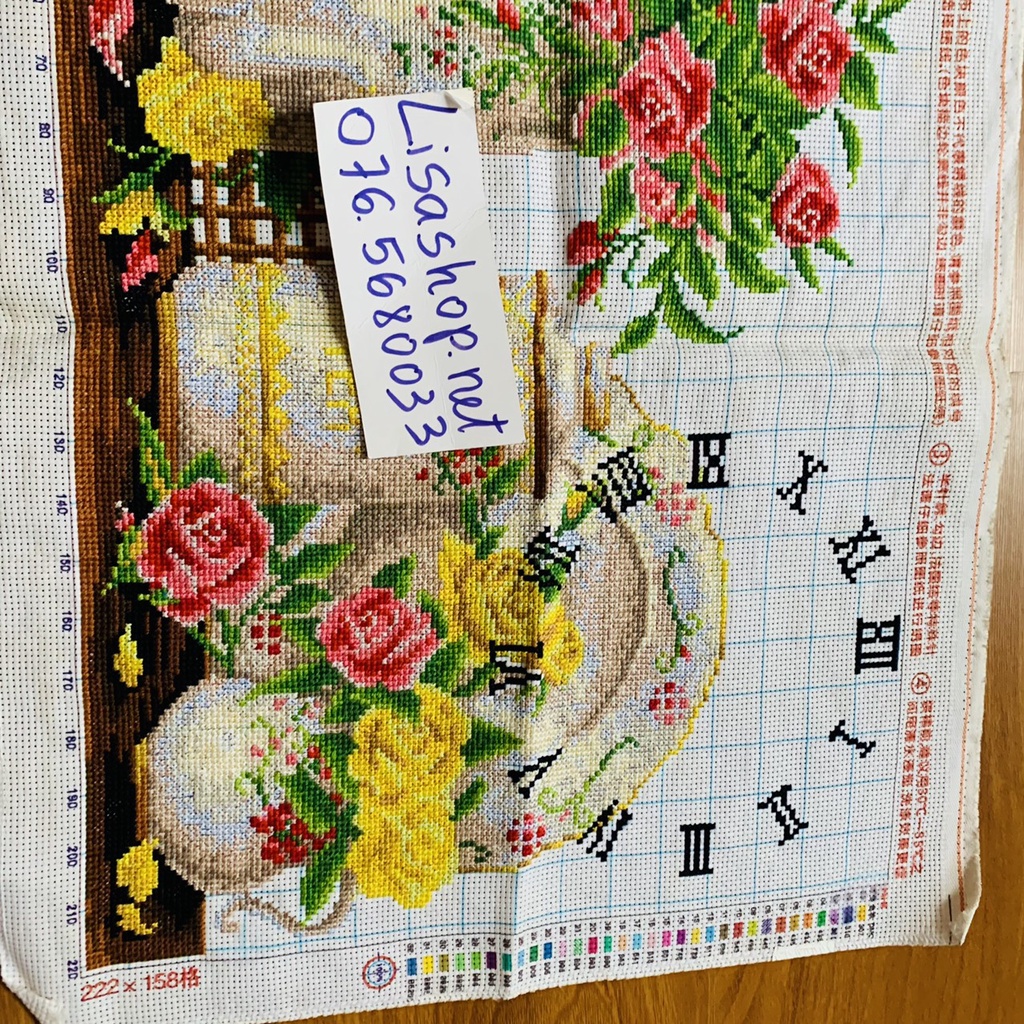 Tranh thêu chữ thập BÌNH HOA TĨNH VẬT đã thành phẩm 57x42cm đã thêu rùi y8167