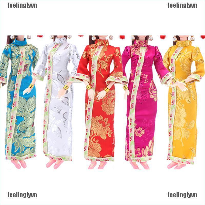 ❤TOP❤ Đầm ngắn tay cổ tim phong cách Trung Hoa cho búp bê ❤YO
