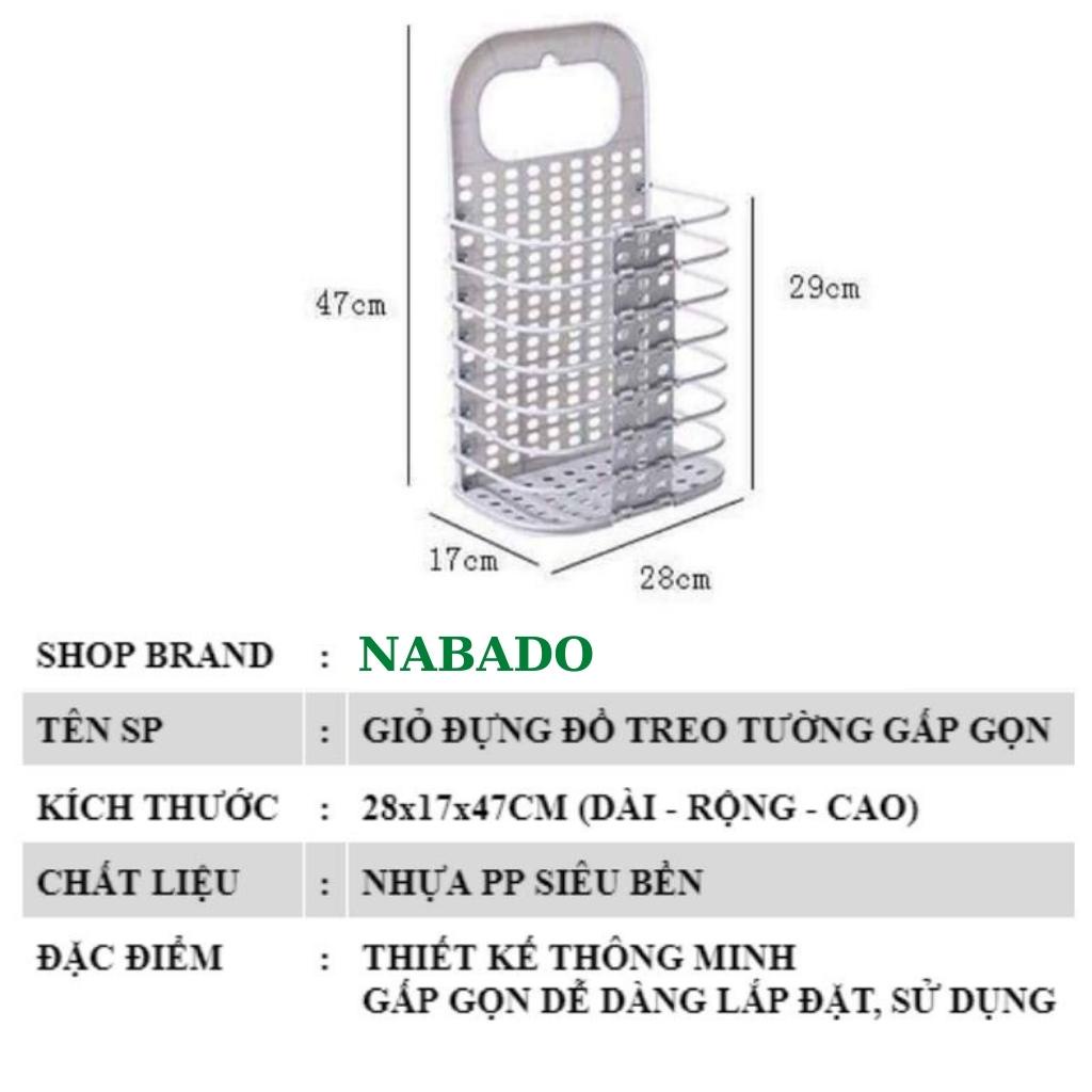 Giỏ đựng đồ gấp gọn thông minh Việt Nhật tặng móc dính trong , giỏ treo tường đựng quần áo đồ dùng nhà tắm tiện lợi