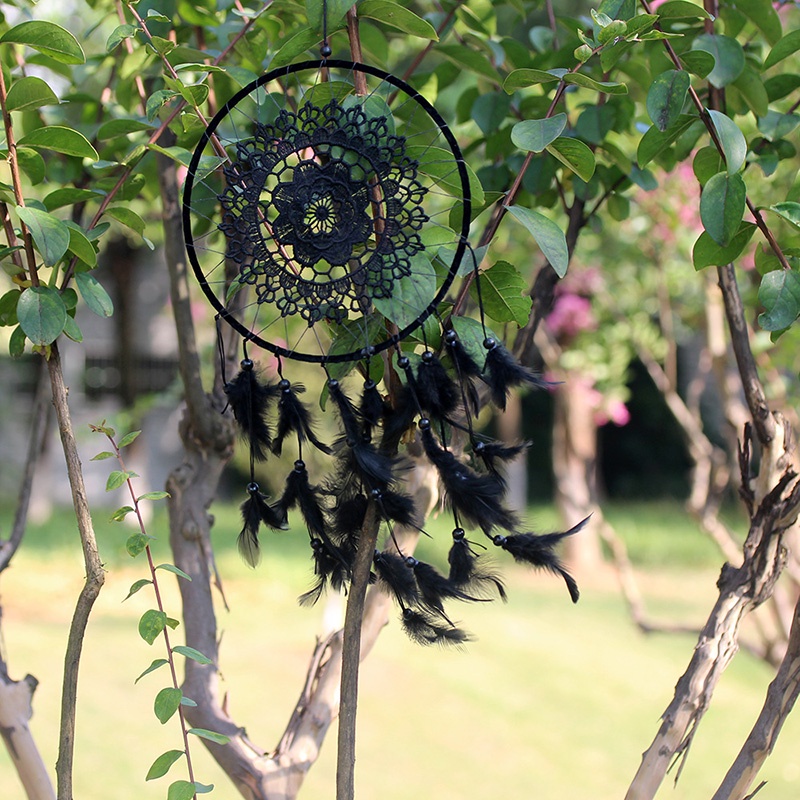 Dream Catcher treo tường trang trí màu đen ☆Mớiyetbloom