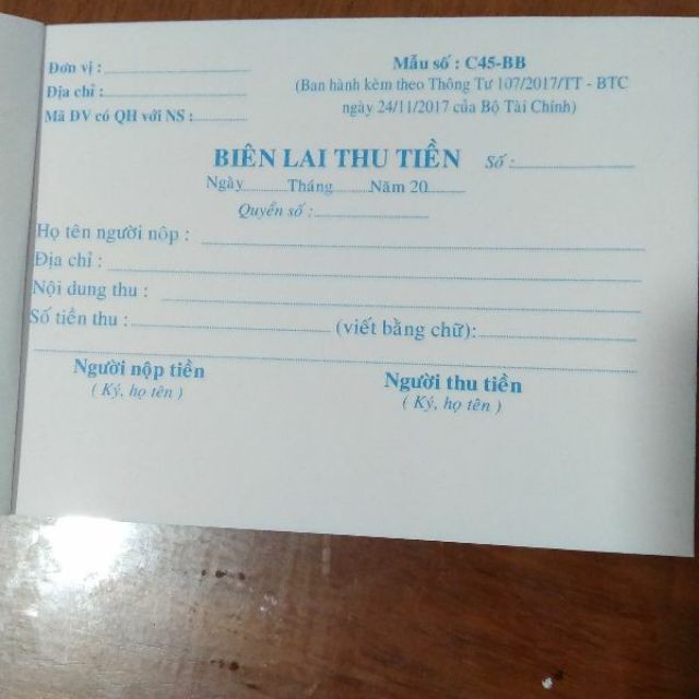 [[Ưu đãi theo dõi ]] Cuốn Biên lai thu tiền 2 liên (5 Cuốn)