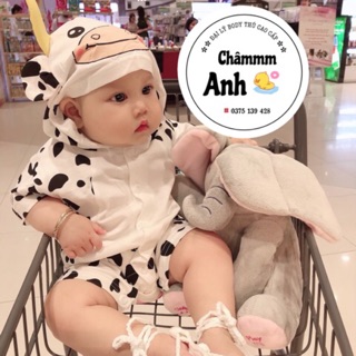 Bộ body thú hình bò sữa cho bé - tặng kèm tất