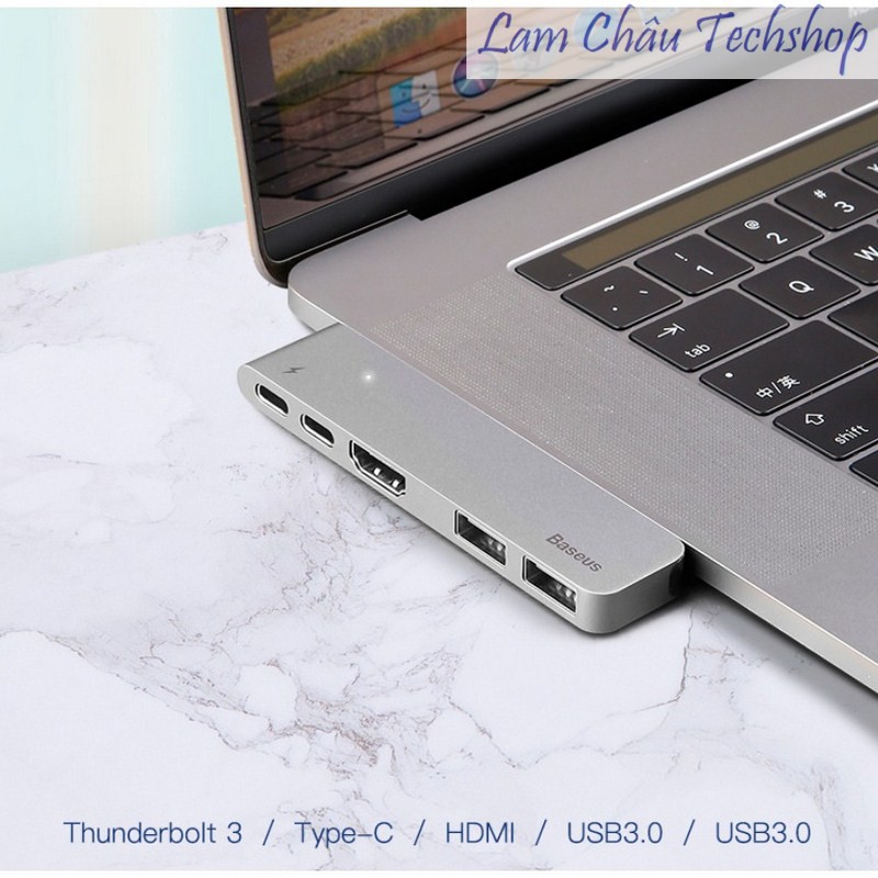 Bộ chia cổng kết nối BASEUS Dual Type - C chuyển đổi 5 trong 1 dành cho Macbook Pro CAHUB-B0G