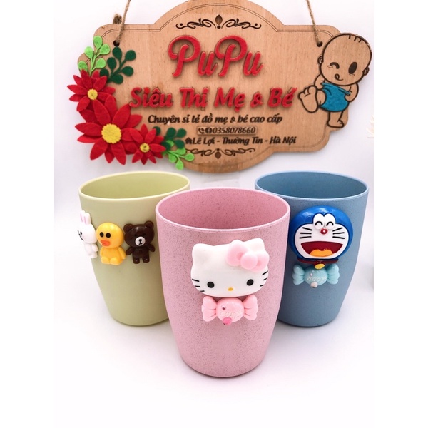 Cốc Uống Nước Lúa Mạch Doreamon Hello Kitty Cho Bé