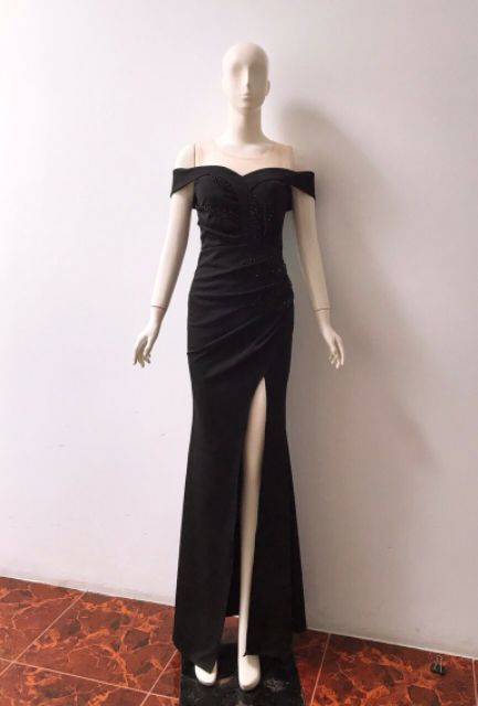 Đầm dạ hội rớt vai kèm ảnh thật tặng hoa tai thời trang xinh xắn | BigBuy360 - bigbuy360.vn