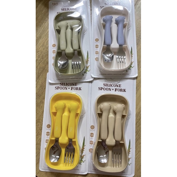 Set Thìa Nĩa Set Thìa Dĩa / Muỗng Nĩa ăn dặm Inox Kèm Hộp Đựng TGM Hàn Quốc - Made in Korea