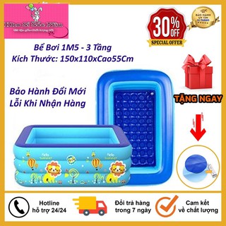 Bể Bơi Phao Kích Thước 1M5 ( 150x110xCao55Cm ) 3 Tầng Cho Bé, Hàng Loại 1 Có Đáy Chống Trượt, An Toàn Khi Sử Dụng