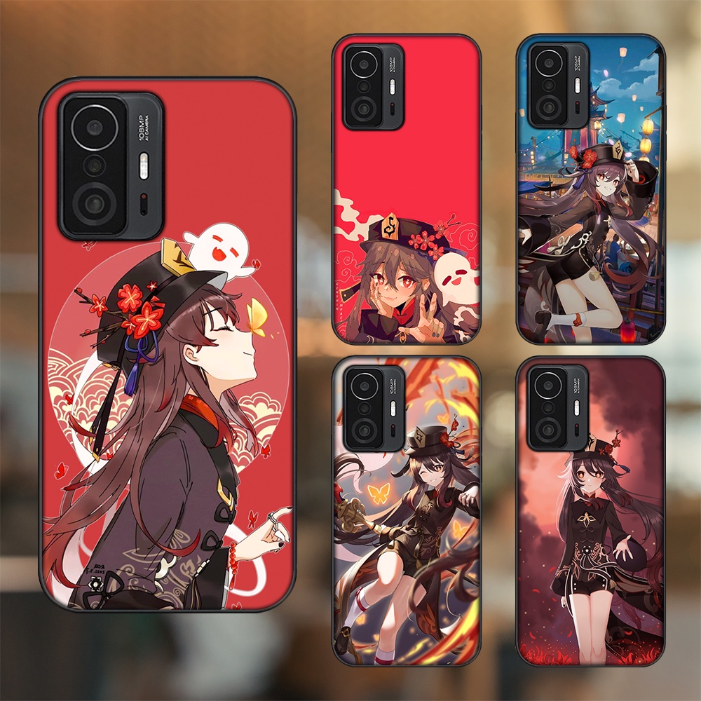 Ốp lưng Xiaomi 11T viền đen in hình Hutao Genshin Impact