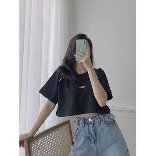 Áo croptop viền replei