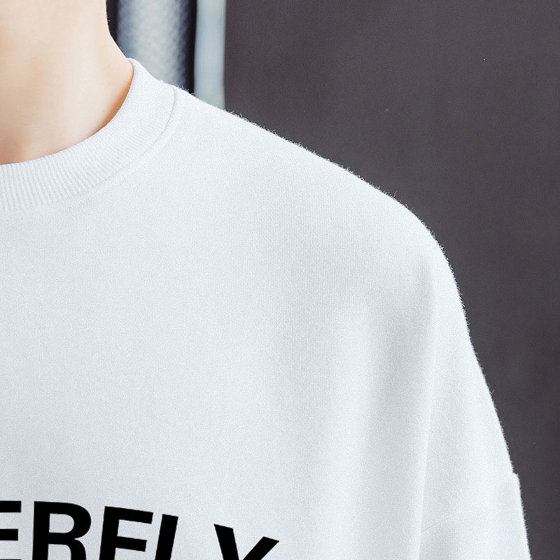 Áo nỉ dài tay cổ tròn in chữ thời trang nam tính