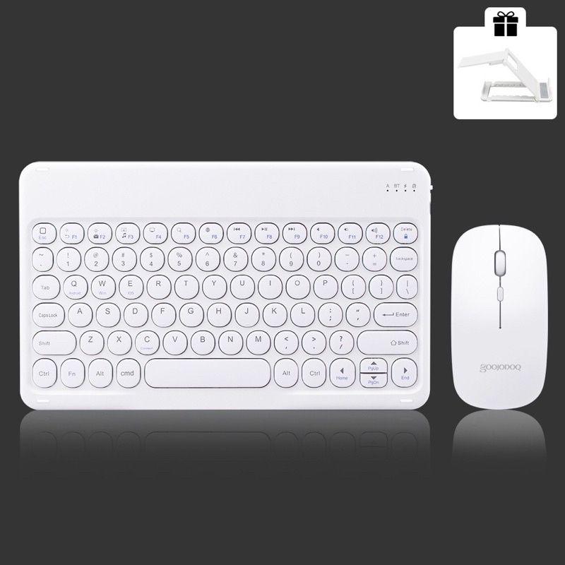Trọn bộ Bàn phím ko dây Bluetooth Goojodoq mini chống nước cho tablet táo/laptop/Android/IOS/Windows