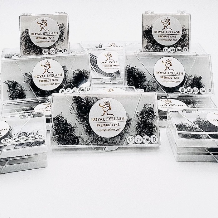 Mi Fans Sẵn 7D ROYAL EYELASH Lông Chồn Cao Cấp / 500- 1000 fans / C,CC,D, 0.07
