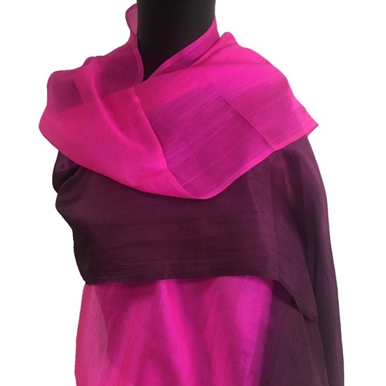 Khăn lụa Dip Dye 2 màu, khăn choàng lụa