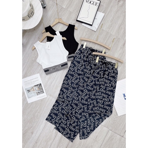 Set áo croptop quần xuông