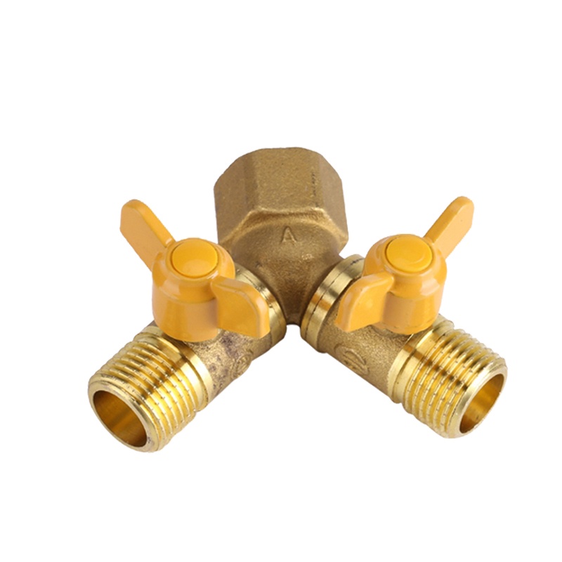 Brass Garden Irrigation 2 Way Double Tap Hose Adapter Dual Faucet Connector