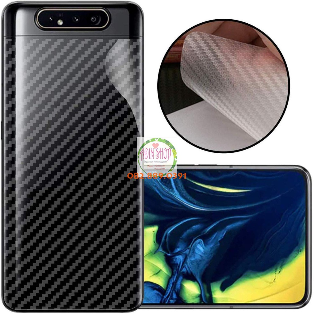 Miếng dán mặt lưng skin carbon Samsung Galaxy A80/ A81 trong 3D, đen