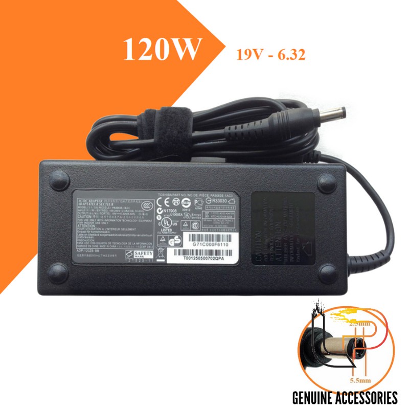 BỘ SẠC LAPTOP TOSHIBA 19V - 6.32A - ADAPTER LAPTOP TOSHIBA 19V - 6.32A