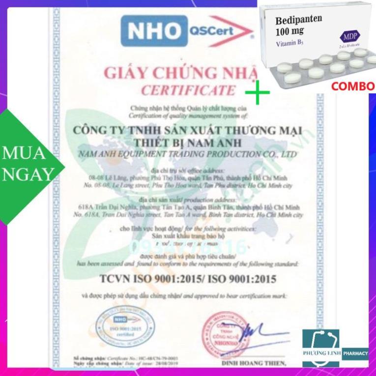 Combo Bedipanten 100mg +  Khẩu trang N95 không van công ty Nam Anh