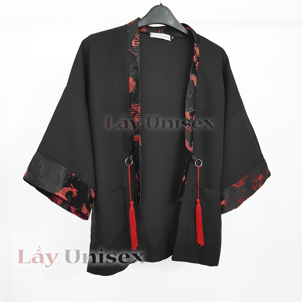 Áo haori kimono bigsize phối gấm rồng