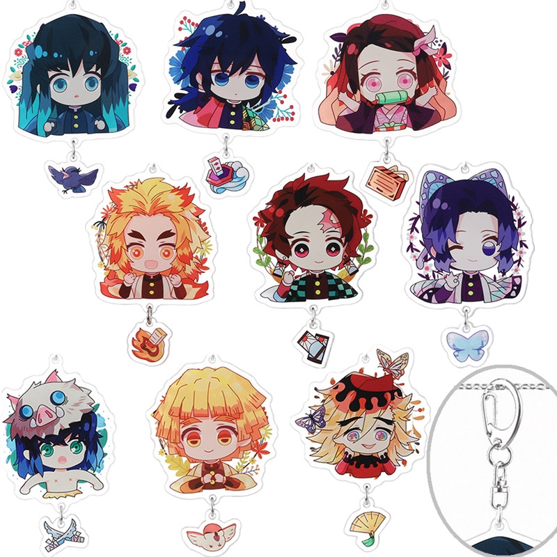 Móc Chìa Khóa Acrylic Phong Cách Hoạt Hình Demon Slayer Thanh Gươm Diệt Quỷ Móc Khóa