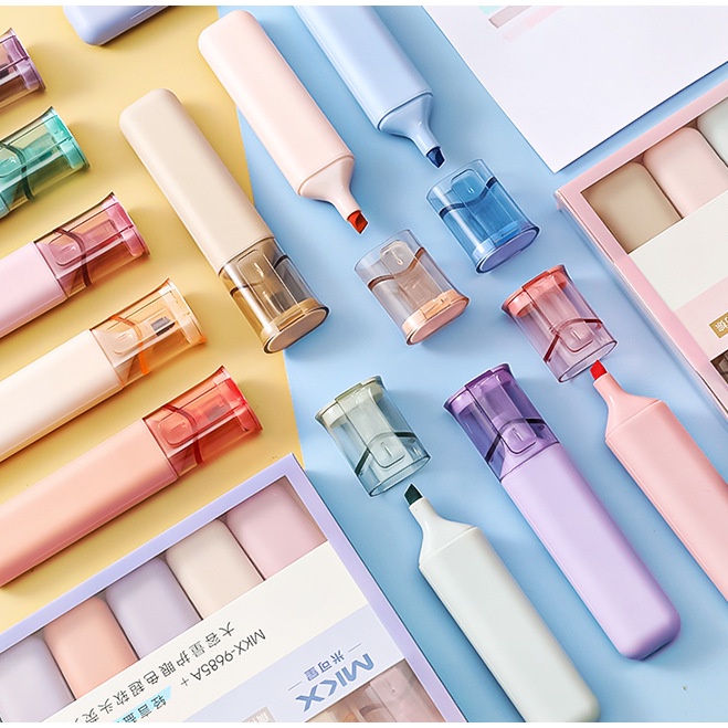 Set 6 Bút Đánh Dấu Đầu Mềm Mại Bảo Vệ Mắt