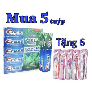 Lốc 5 Kem Đánh Răng Crest Complete Extra Scope Whitening Plus Scope 232g