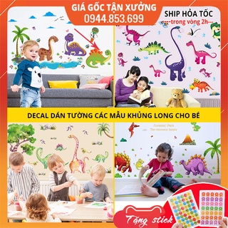 Decal dán tường khủng long cho bé SG1901, tranh dán tường cho bé sticker khủng long