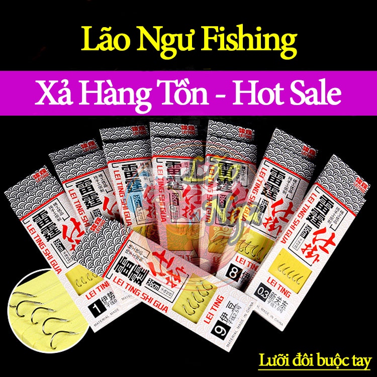 [ Xả Hàng ] Lưỡi Câu Cá Đôi Buộc Sẵn 10 Lưỡi Chuyên Câu Đài, Lưỡi câu cá LEITING SHIGUA, Lưỡi câu đài - Lão Ngư Fishing