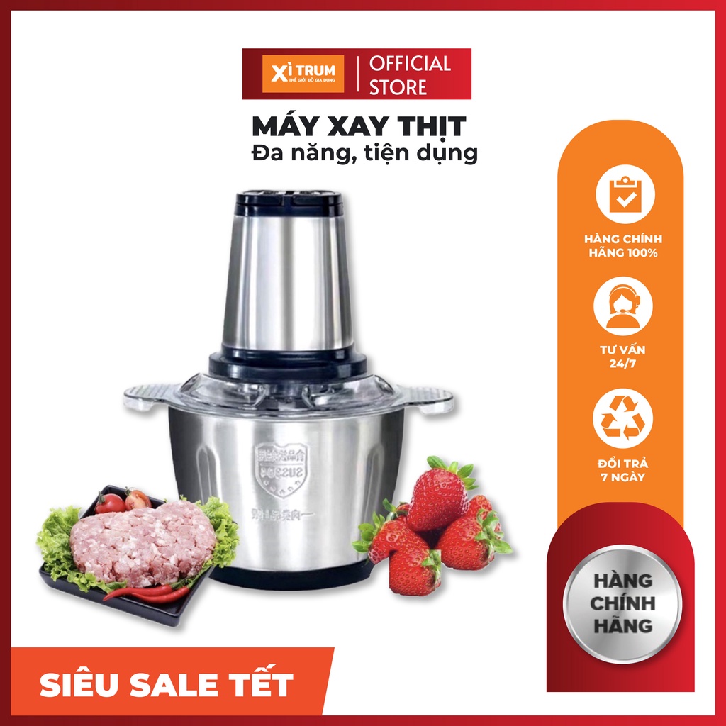 [FREESHIP❤️] Máy Xay Thịt Có Cối INOX 2 Lít, Dao 4 Lưỡi Food Cao Cấp Loại 1, hàng chính hãng, uy tín tại Shop