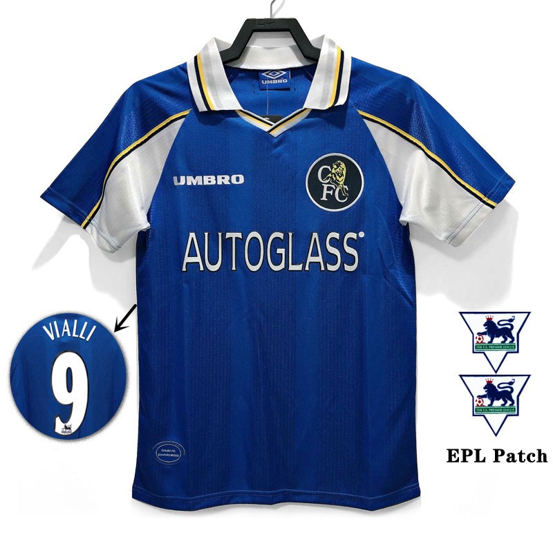 Chelsea 1997-99 Cổ Điển S-XL 9#Áo Đấu Sân Nhà Vialli