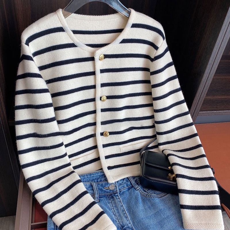 Áo Khoác cardigan Họa Tiết Kẻ Sọc Phong Cách Hàn Quốc Dành Cho Nữ