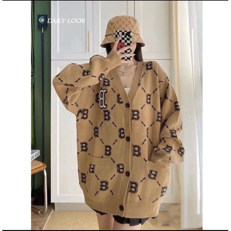 Áo khoác cadigan dệt kim MLB