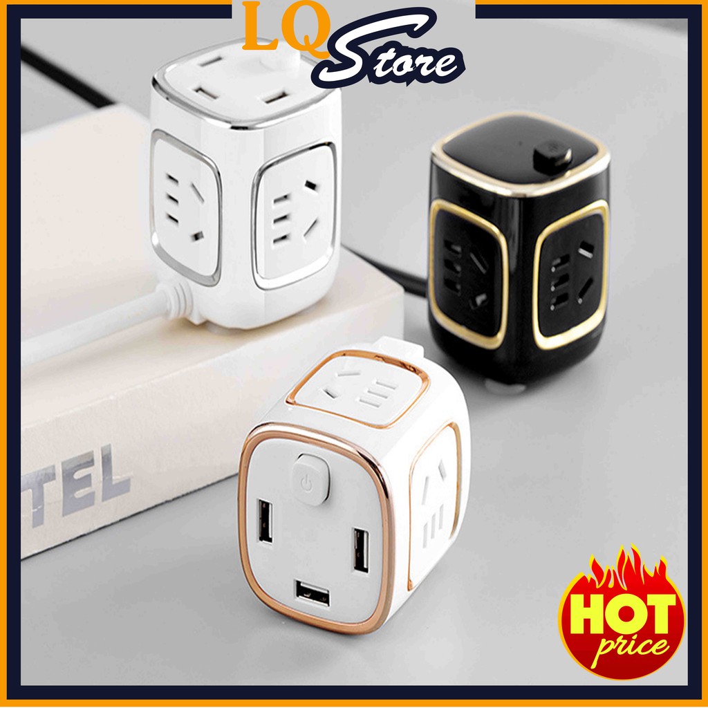 Ổ cắm điện đa năng Cube Socket, gồm 4 ổ điện chịu tải 2500W, bền đẹp, đa dụng