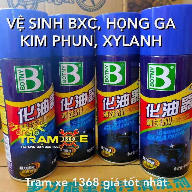 COMBO 4 CHAI BOTNY XÚC BÌNH XĂNG CON, HỌNG GA, VỆ SINH KIM PHUN, XI LANH, TRÁI PISTON