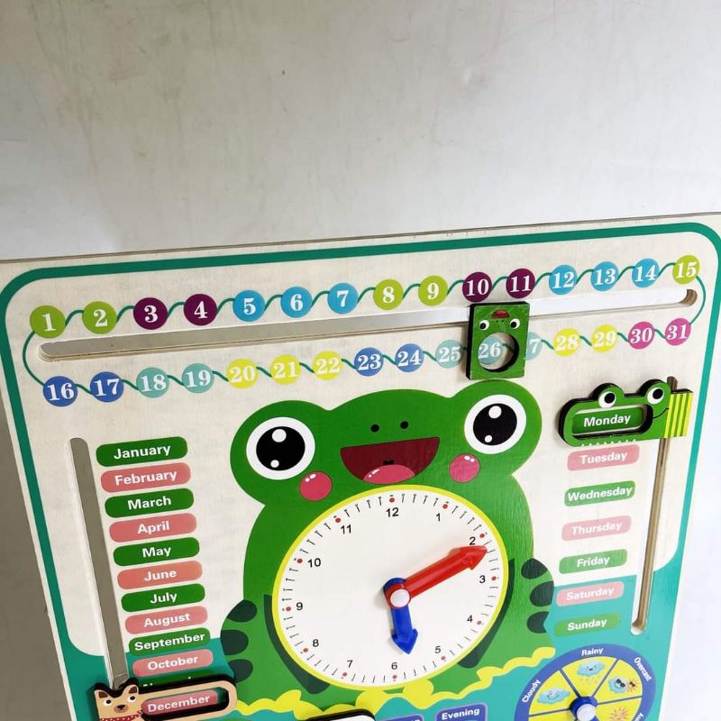 Đồ chơi đồng hồ gỗ đa năng hình con ếch