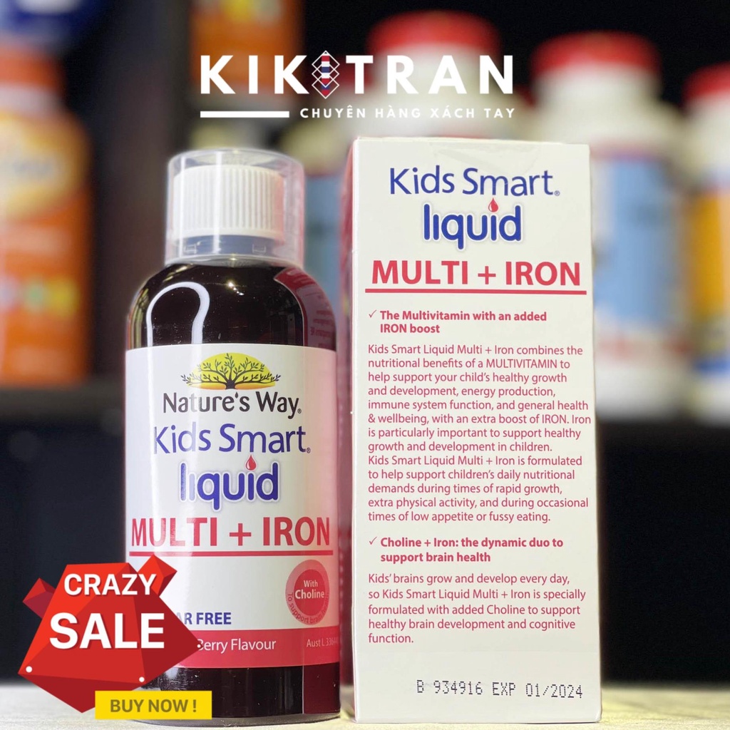 Siro sắt cho bé nature s way kids smart liquid multi + iron 200ml của úc - ảnh sản phẩm 2