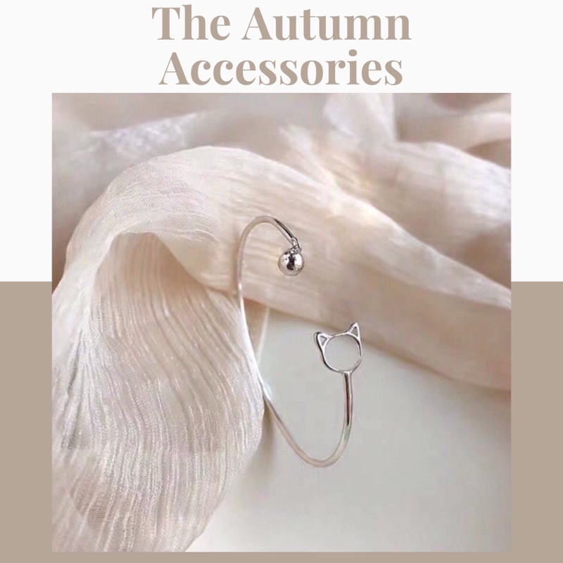 Lắc tay hình mèo mạ bạc s925 The Autumn Accessories - VT09