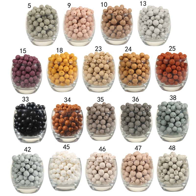 Bộ 20 Hạt Silicone Xỏ Vòng Tròn Nhiều Màu Làm Đồ Chơi DIY Cho Bé