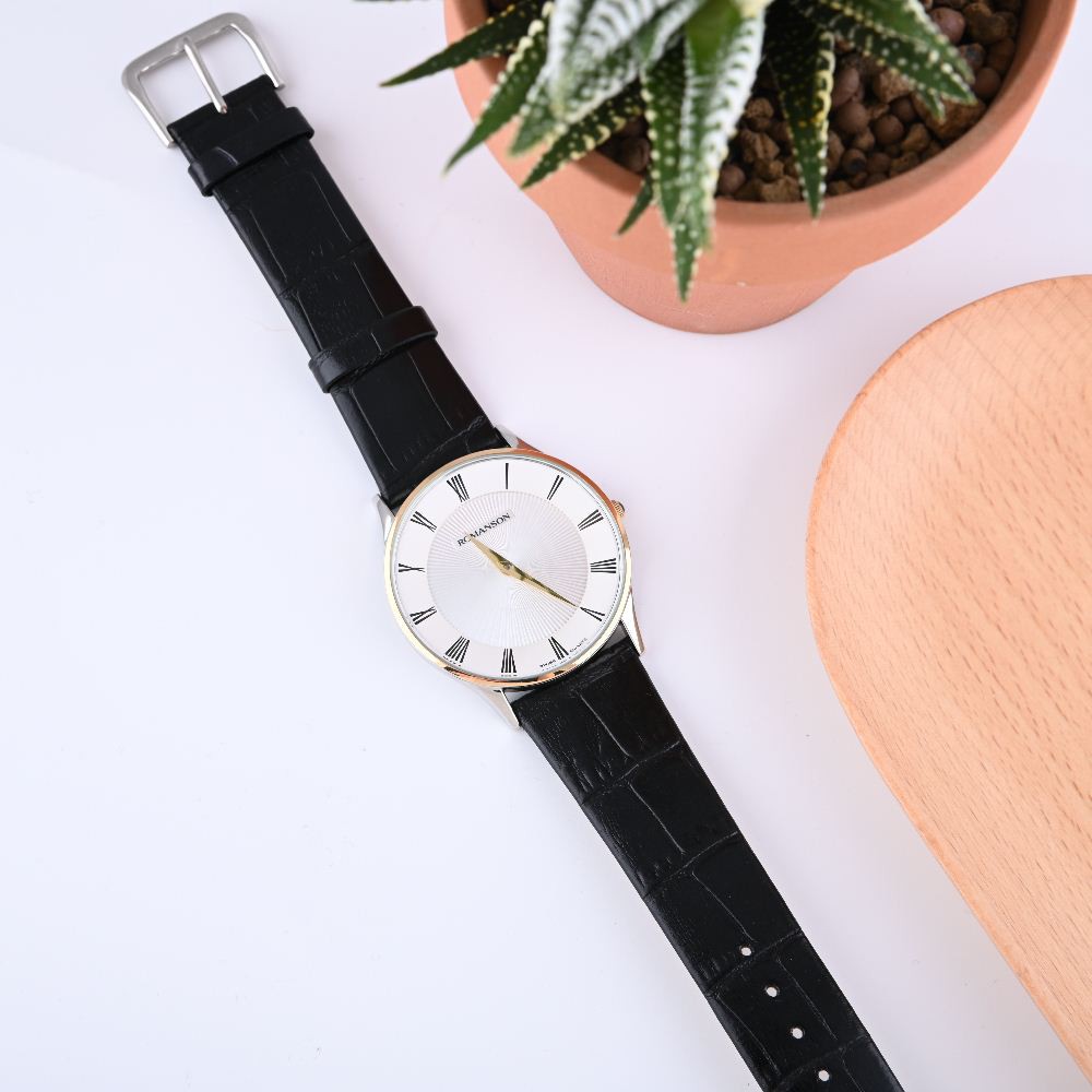 Đồng hồ Romanson Classic Men Watch TL0389MCWH nam mặt mỏng kính chống xước máy Thụy Sĩ dây da cao cấp chính hãng