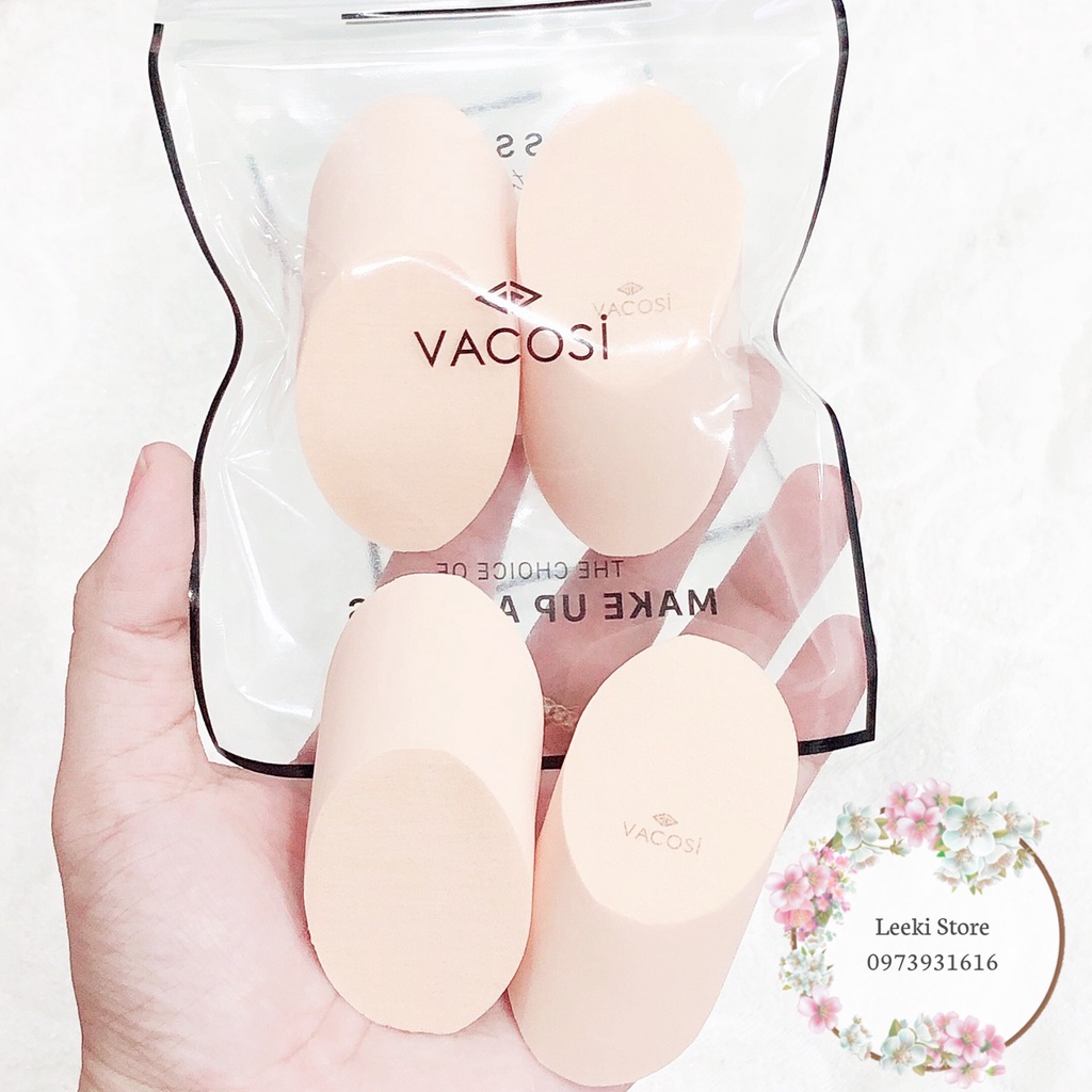 Bông Phấn Ướt Tán Kem Nền Vacosi BP10 Xúc Xích - Bịch 2 Cái