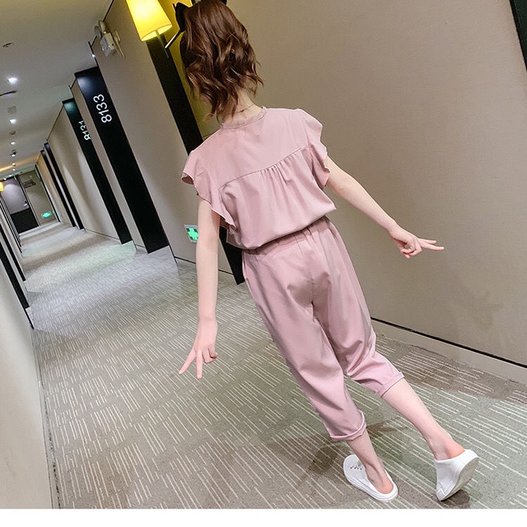 Set Áo Thun Tay Ngắn + Quần Dài Màu Hồng Thời Trang Mùa Hè Cho Bé Gái Từ 3 Đến 4-5 - 6 Đến 7 Đến 8 Đến 9-10 Đến 11 Đến 12 To 13 Tuổi