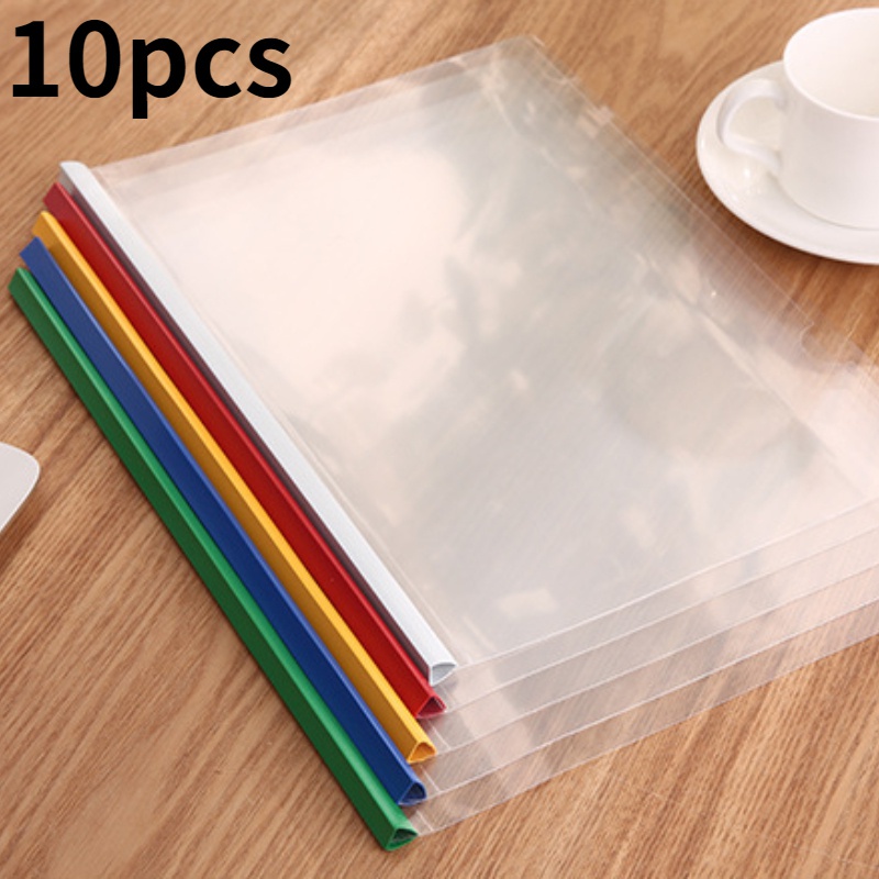 Bộ 10 Bìa Kẹp Giấy Tờ Tài Liệu Khổ A4 10mm / 15mm Trong Suốt Tiện Dụng Cho Học Sinh