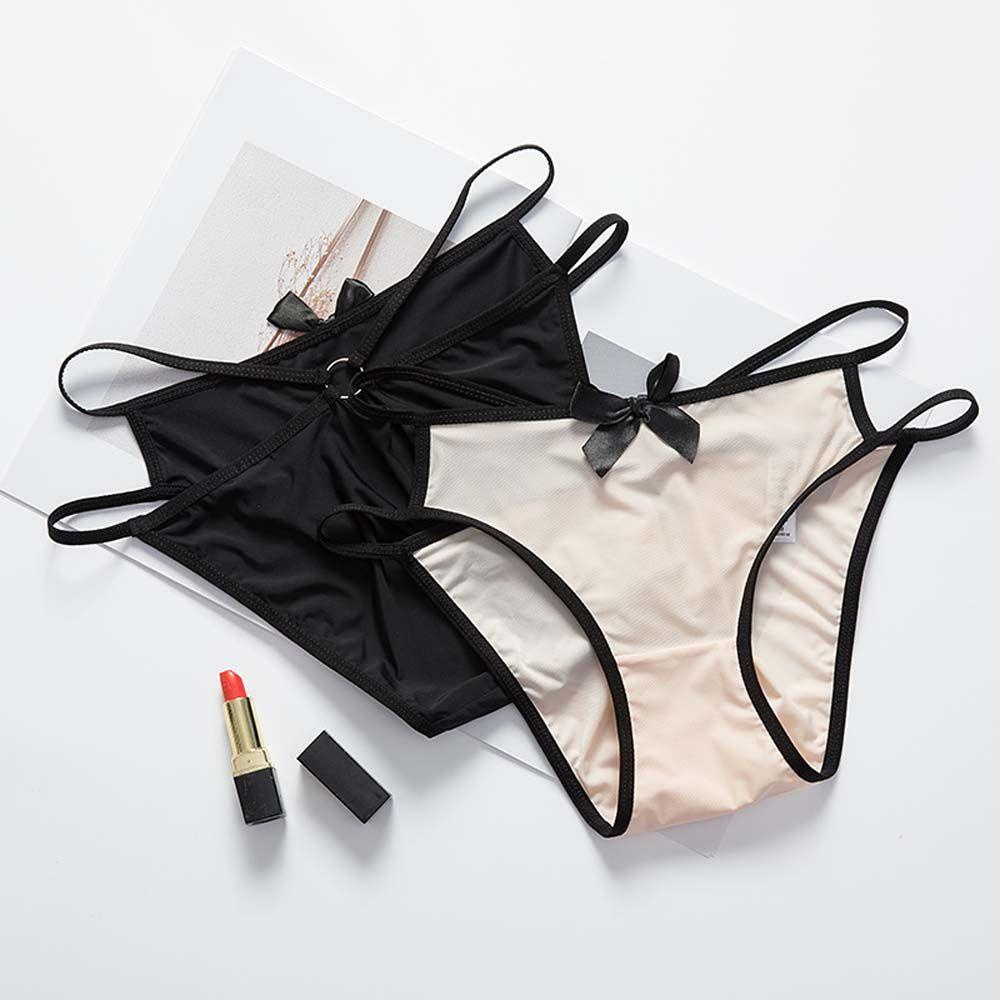 Quần Lót Lọt Khe Bằng Lụa Lạnh Phối Lưới Mỏng Gợi Cảm Cho Nữ