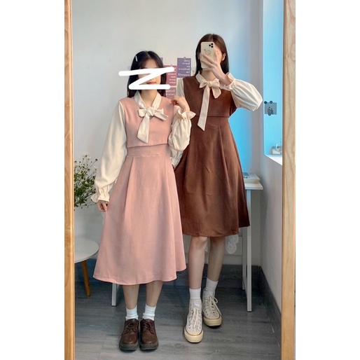 váy dài vintage thu đông ảnh thật video hichi 2 lớp | BigBuy360 - bigbuy360.vn