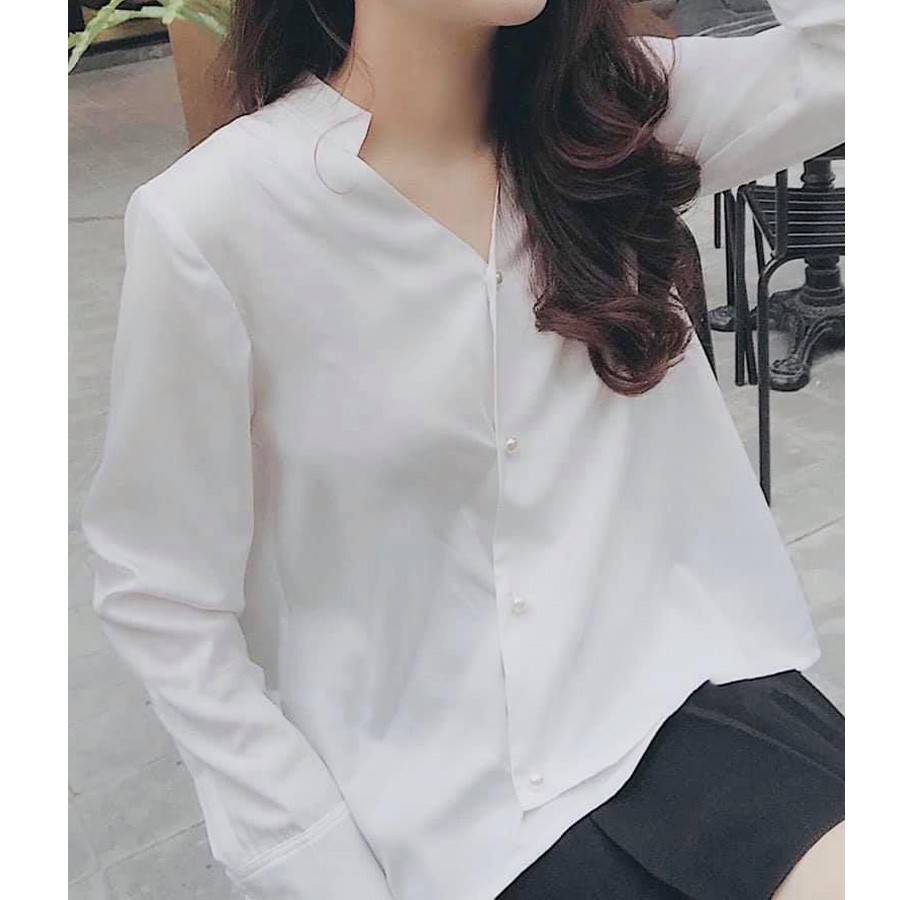 Áo sơ mi cổ trụ lệch tà_MSA887