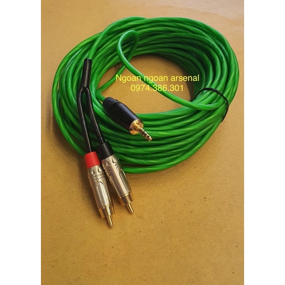 dây tín hiệu kết nối 3.5 (3,5) ra 2 hoa sen (rca, av) dài 10 mét đến 20 mét