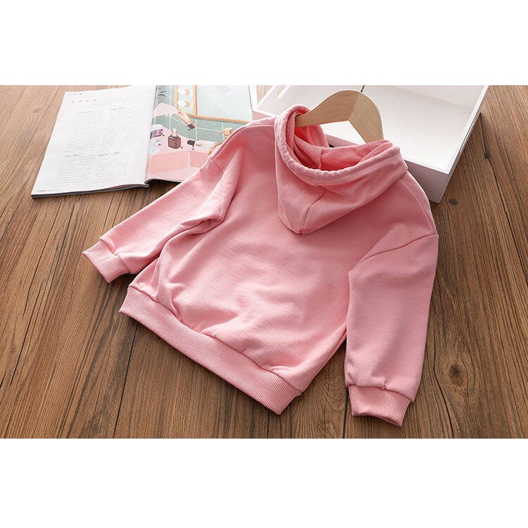 Áo Hoodie Dáng Rộng 100-160cm Có Túi Trước In Chữ Dành Cho Bé Gái 3-14 Tuổi