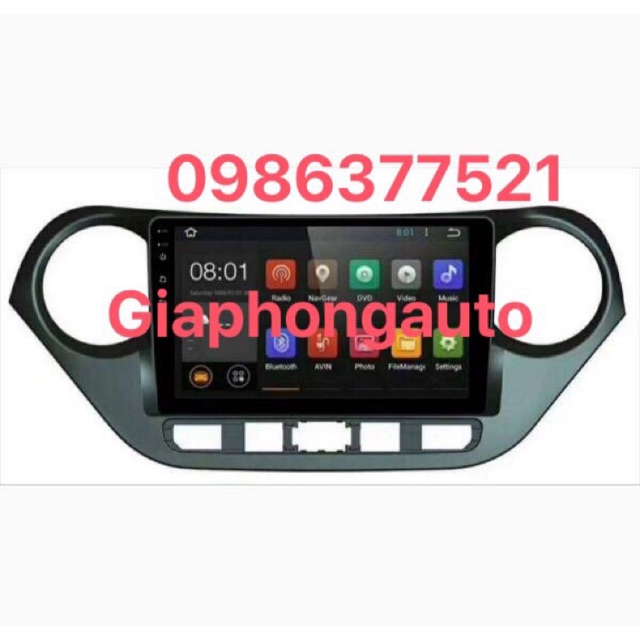 Màn hình android 9.1 theo xe hyundai i10 ram 2+32 wifi+sim 4G