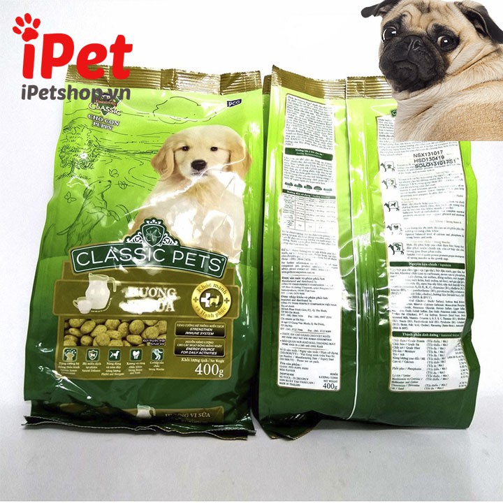 Thức Ăn Cho Chó Con Classic Pets Vị Sữa Hạt Khô Gói 400G - iPet Shop